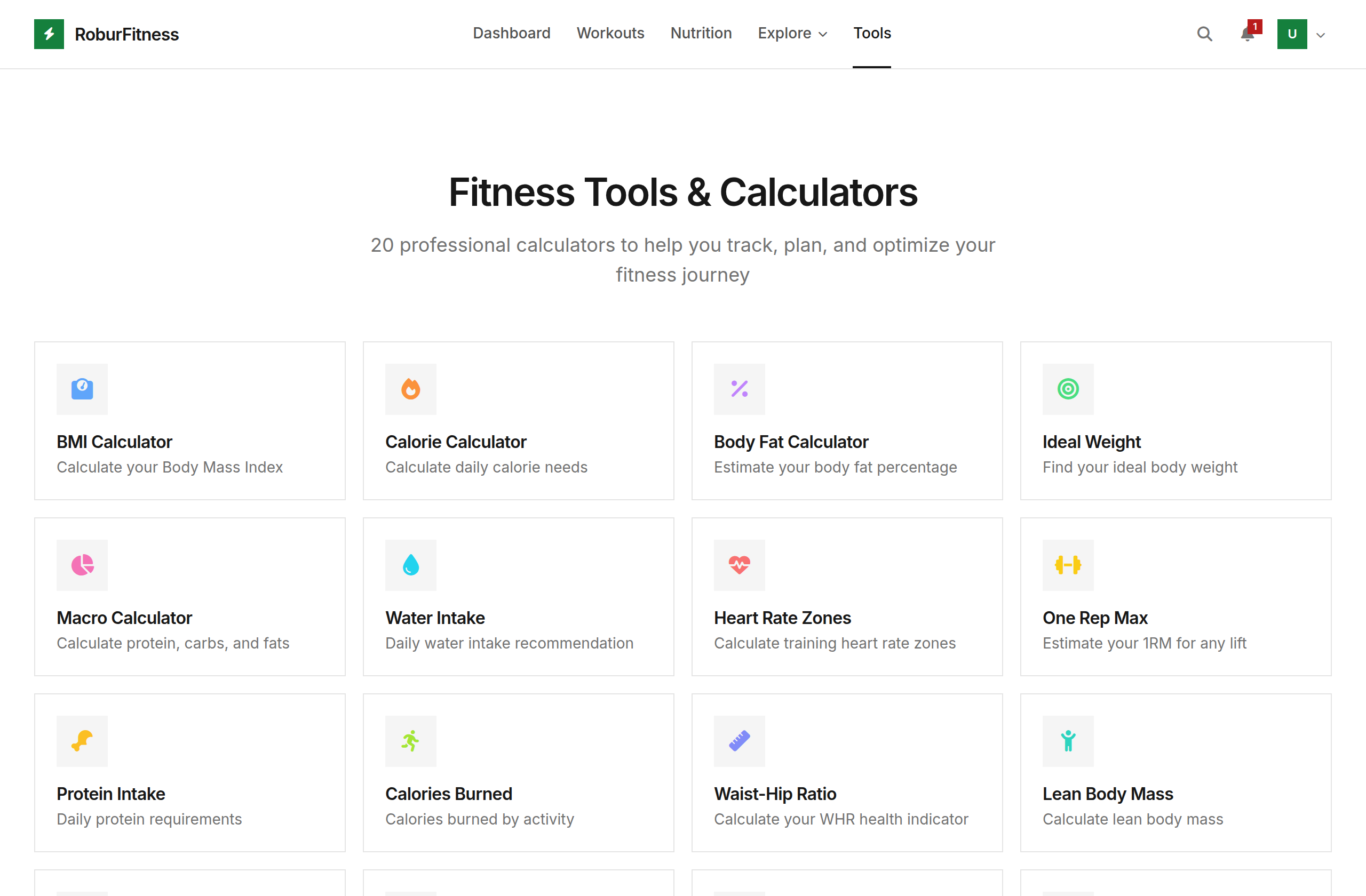 The RoburFitness calculator library